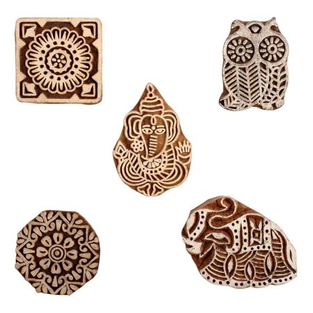 Set of 5 Piece New Mix Wooden Printing Block